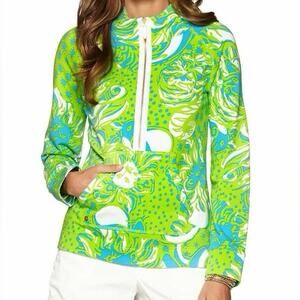 Lilly Pulitzer Women's Roar of the Jungle Quarter Zip Lightweight Pullover XS